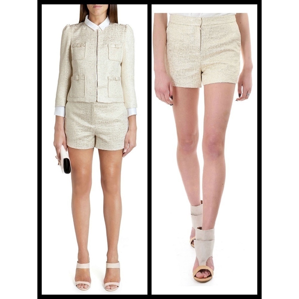 💕Ted Baker💕 Metallic Gold High-Rise Suit Shorts